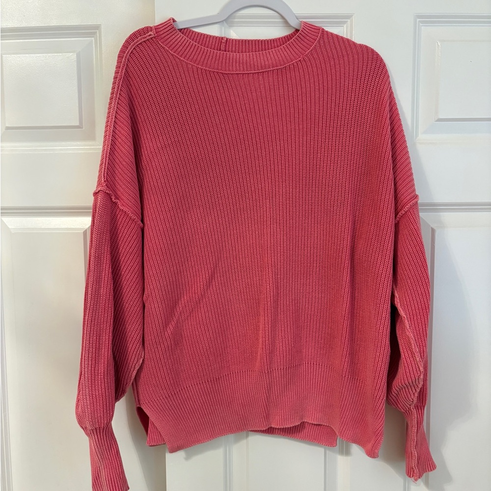 Aerie Vibrant Pink Crew Neck Sweater
